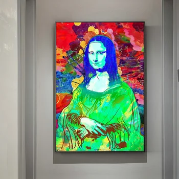 Anotacija Spalvinga Mona Lisa Portretas, Plakatų Ir Grafikos Kūrybinių Drobė Menas, Sienų Tapybos Paveikslų, Namų Dekoro Kambarį