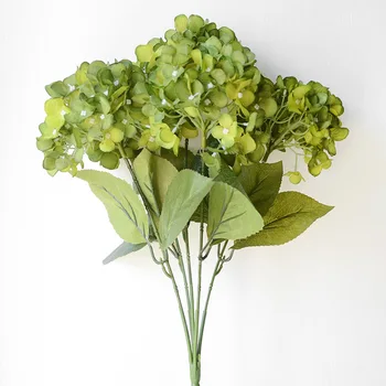 Dirbtinis Hydrangea Šilko Gėlių 5 Didelių Galvų Puokštė Fleur Artificielle Flores Organizuoti Stalo Vestuvių Namų Dekoro Šalies priedų