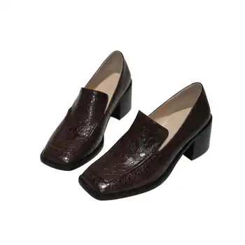 Lenkisen 2020 vintage batai moterims, visiškai grūdų odos aikštėje kojų med kulno paprastos konstrukcijos jauna mergina giliai burnoje paslysti ant siurbliai L7f2