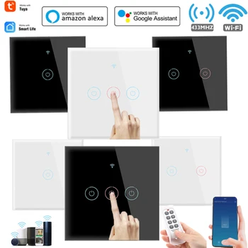 TUYA WiFi 433MHZ 10A Smart Touch Jungiklis Protingo Namo 