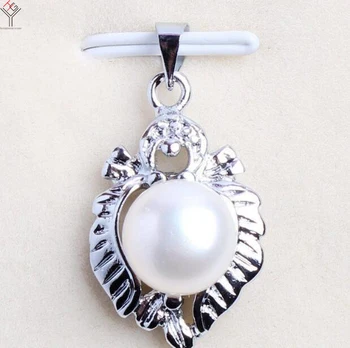 Moterų Papuošalai Karoliai Pakabukas bright white pearl Lapų Pakabukas grandinės pabrėžti Natūralių Gėlavandenių perlų