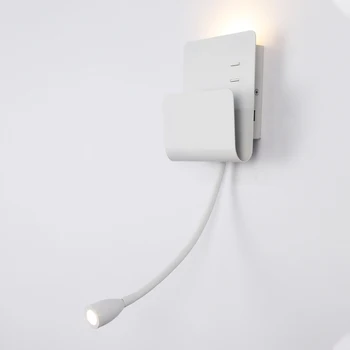 Hartisan LED Žibintai, NAUJOS, Modernios Bedroon Pagalvėlė Skaityti Knygą Sienos Žibintai per 5V 2A USB Įkroviklis Uosto Telefono Lentynos Lanksti Lempa