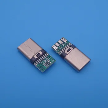2vnt OTG USB-3.1 Suvirinimo Male jack Kištukas USB 3.1 Type C Jungtis su PCB Lenta Žvakės, skirtos Android