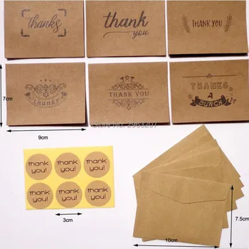 100 Kasetes/daug Tuščių Ačiū Popierinių Kortelių Pastaba Vokai Kraft Popieriaus, atviruką Kalėdų Vestuves Priėmimo Amatai
