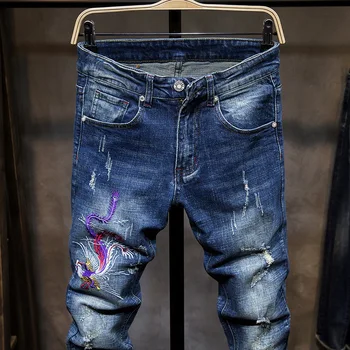 Vyriški Hip-hop džinsai garsaus dizainerio markės aukštos kokybės Riedlentė džinsinio audinio kelnės