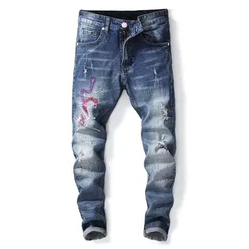 Vyriški Hip-hop džinsai garsaus dizainerio markės aukštos kokybės Riedlentė džinsinio audinio kelnės
