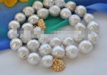 1275 Blizgesio baltos apvalios keshi atgimsta freshater perlų vėrinį 17inch