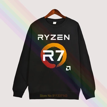 AMD RYZEN R7 Logotipą, Klasikinės Juodos spalvos Rudenį Aukštos Kokybės Hoodies Viršuje Hoodie Mens Lauko Drabužiai Palaidinukė Megztinis