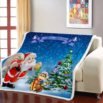 Santa Claus/Monkey Sherpa Antklodė 3D Spausdinimo Linksmų Kalėdų Mesti Antklodę Namų Tekstilės Svertinis Antklodė 130x150cm,150x200cm