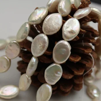 Nemokamas pristatymas perlų karoliukus, KESHI ,plokščios, ovalo formos perlų karoliukus, pobūdžio gėlavandenių perlų su baroko formos-aplink 12x16 mm .
