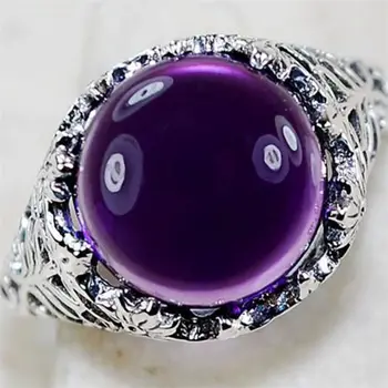 Moterų 925 Derliaus Tailando Pilka Violetinė Cirkonis Sužadėtuvių Žiedas, Vestuvių Dovana, Juvelyriniai dirbiniai Didmeninė Žiedas