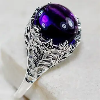 Moterų 925 Derliaus Tailando Pilka Violetinė Cirkonis Sužadėtuvių Žiedas, Vestuvių Dovana, Juvelyriniai dirbiniai Didmeninė Žiedas