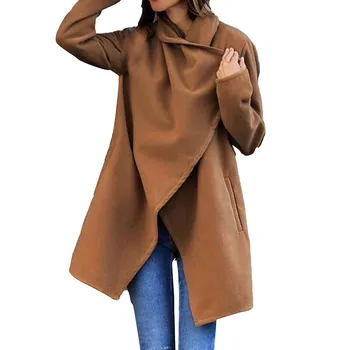 KANCOOLD Naujas Moterų Vilnonis paltas Šiltas ilgomis Rankovėmis Turn-žemyn Apykaklės Outwear Striukė Ponios Rudens Žiemos Atsitiktinis Elegantiškas Paltas