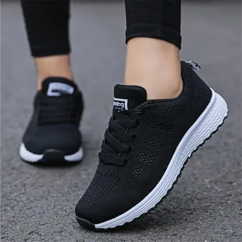 Sportbačiai moterims 2019 m. Vasarą naujosios bendrosios Batai Moterims laisvalaikio bateliai mados orui Vaikščioti akių nėrinių butas batai