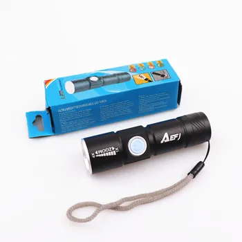 Mini x5 įkraunamas USB žibintuvėlis q5led lauko žibintuvėlis atsparus vandeniui, kempingas, zoom nešiojamų dviračių ir 3 režimai