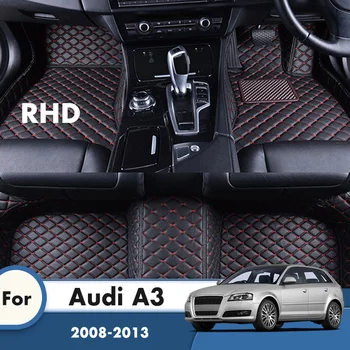 RHD Automobilių Kilimėliai Audi A3 2013 2012 2011 2010 2009 2008 Auto Stiliaus Interjero Aksesuarai Užsakymą Odos Koja Kilimėlių Apima