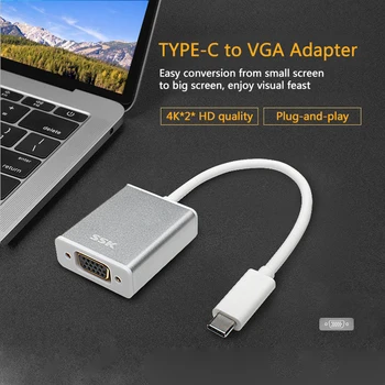 USB3.1 Tipas-C male VGA femaie Adapteris 2K hub Konverteris 1080P Raiška naujų 