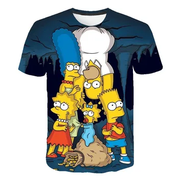 Vasaros Men 's T - shirt 3D Spausdinimo Simpson marškinėliai Atsitiktinis Men 's Viršų Mados T-shirt Įdomus Streetwear Hip-Hop 3D Trumpas Rankovės