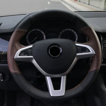 Dėl 2017 2018 2019 Skoda Kodiaq Automobilio Vairo Apdaila Valdymo Mygtukas Rėmo Dangtis Raštas Lipdukas ABS Chrome 