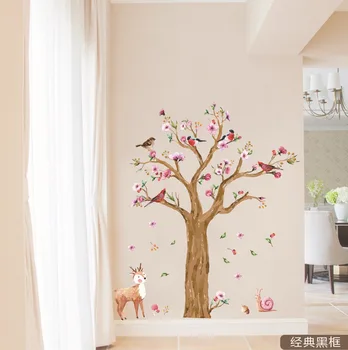 Didelio dydžio mielas sraigės elnias medis sienų lipdukai vaikų kambario, miegamojo kambarį darželio fono lipdukai dailės freskos dc18
