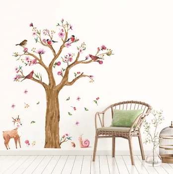 Didelio dydžio mielas sraigės elnias medis sienų lipdukai vaikų kambario, miegamojo kambarį darželio fono lipdukai dailės freskos dc18