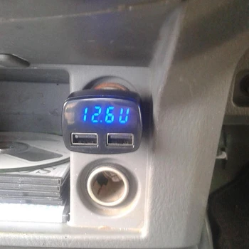 3.1 Greito Dvigubas USB Automobilinis Telefono Kroviklis, voltmetras Stebėti USB Automobilinis Įkroviklis Išmanųjį telefoną su Mėlyna LED Įtampos Amperų