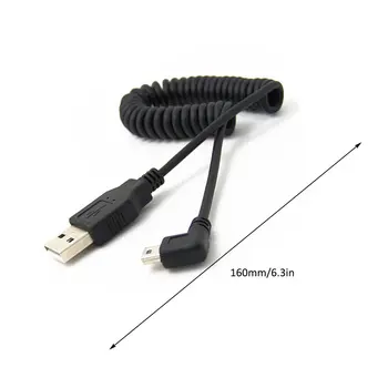 1pc USB 2.0 A Male į Mini USB 5 Pin Dešinę Kampu 90 Laipsnių Spirale Susukti Adapterio Laidas Laidas 5ft MP3 Grotuvai, Skaitmeniniai Fotoaparatai