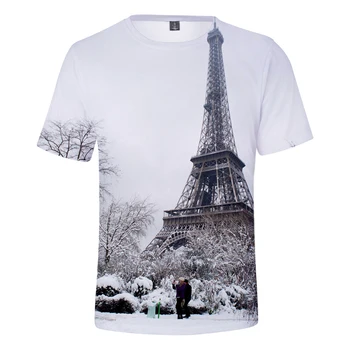 Eifelio Bokštas 3D Spausdinimo Trumpas Rankovės marškinėliai Vyrams/Moterims Vasaros Cool Print T Marškinėliai Topai Tee Drabužių Plius Dydžio Megztinis Streetwear