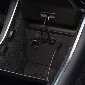Už Tesla Model 3 USB Hub 5 Uostuose Automobilių SSD Disko Lazdos Laikymo Konsolė Accessories Wireless Charging Pad Tipas-C Jungtis