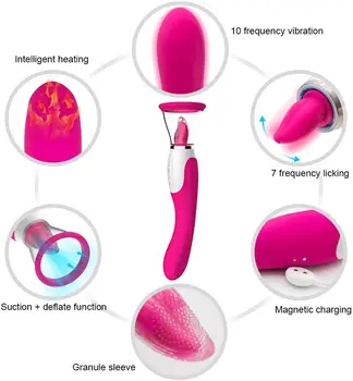 Vibratorius Klitorio Stimuliacija Speneliai Lyžis Pūlingas G-spot Masažas Moterų Orgazmo-Masturbacija Šildymo Pora Flirtuoti Sekso Žaislai
