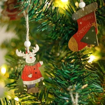 Medinės Papuošalų Pakabučiai Star Spausdinti Kalėdų Medžio Ornamentas 