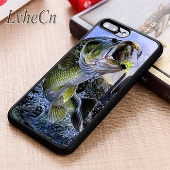 LvheCn Bass Žvejybos Ežero Saulėlydžio Žvejys, telefono dėklas, Skirtas iPhone 5 6 6s 7 8 plus X XR XS max 11 12 Pro 