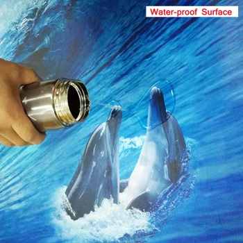 Custom Grindys, Sienos Popieriaus 3D Stereoskopinis Delfinų, Jūrų Pasaulyje Vonios Kambarį Grindų Paveikslų lipnios Sienų Tapetai