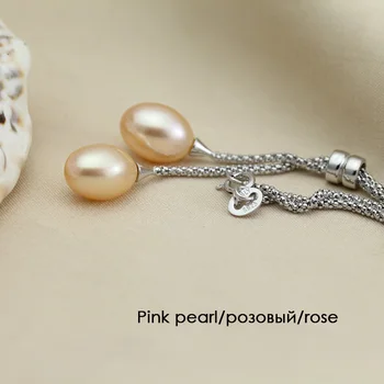 Mados natūralių Gėlavandenių perlų pakabukas moterų 925 sterlingas sidabro su perlų karoliai pakabukas grandinės vestuvių dovana