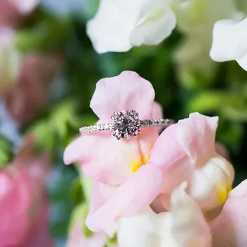 2021 naujas produktas, rožinė Aukso sidabro Žiedas Mados pažadas žiedas dalyvavimo paprasta halo žiedas moterims mergina patinka papuošalai R5036