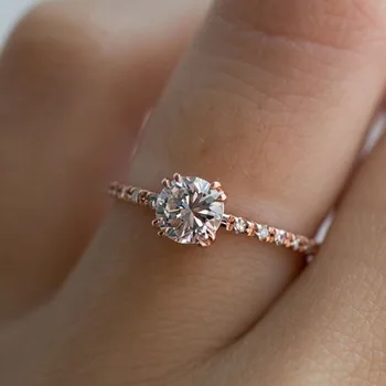 2021 naujas produktas, rožinė Aukso sidabro Žiedas Mados pažadas žiedas dalyvavimo paprasta halo žiedas moterims mergina patinka papuošalai R5036