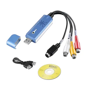 Nešiojamų USB 2.0 Easycap Vaizdo Garso įrašymo Kortelės Adapteris į VHS DC60 DVD Converter Composite RCA Mėlyna
