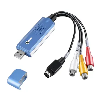 Nešiojamų USB 2.0 Easycap Vaizdo Garso įrašymo Kortelės Adapteris į VHS DC60 DVD Converter Composite RCA Mėlyna