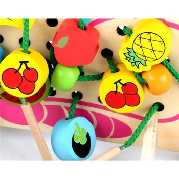 2-4 Metų Amžiaus Kūdikių Žaislai, Mediniai Dėlionės Dėlionės Anksti Vaisius Medžio, Karoliukų Gija Švietimo Mediniai Žaislai Vaikams