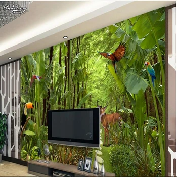 Beibehang didelė freska atogrąžų TV miegamajame fone neaustinių medžiagų super žalia tapetai papel de parede para quarto