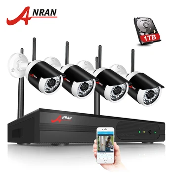 ANRAN P2P Plug Žaisti 1080P 4CH HD WIFI NVR, Lauko Tinklo IP Kameros VAIZDO Stebėjimo Saugumo Belaidžio ryšio Sistemos Kietojo Disko