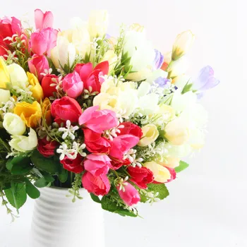 2020 Naujas mini tulip gėlių nekilnojamojo touch vestuvių gėlių puokštė dirbtinio šilko gėlių namų šaliai dekoro