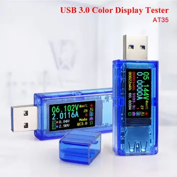 AT35 USB 3.0 LCD Multimetras Voltmeter Ammeter Srovės Matuoklis Galia Banko Testeris L29K