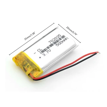 2vnt 3.7 V 702035 NAUJAS Modelis Ličio Polimero Baterija Li jonų Ląstelių 500MAH Talpos Pakeitimo Batteria už Detektorius