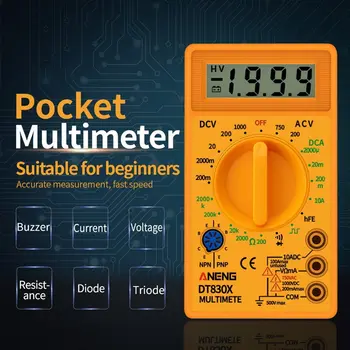 Skaitmeninis Multimetras Voltmeter Ammeter Ohmmeter DC10V~1000V 10A 750V Srovės Testeris Bandymo LCD Ekranas DT830B