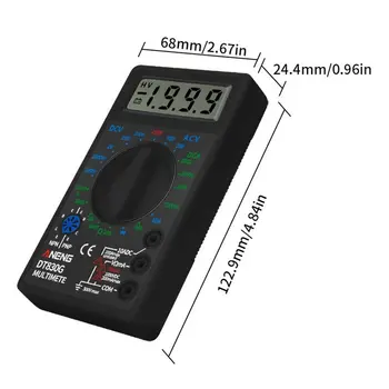Skaitmeninis Multimetras Voltmeter Ammeter Ohmmeter DC10V~1000V 10A 750V Srovės Testeris Bandymo LCD Ekranas DT830B