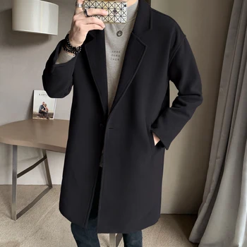Korėjos Stiliaus Tranšėjos Atsitiktinis Palaidų Rudenį Slim Mados ilgomis Rankovėmis Megztinis Negabaritinių Tranšėjos Moda Hombre Vyrų Drabužiai DB60FY