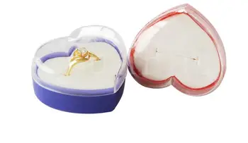 100vnt/daug Skaidrus Akrilo Žiedas Širdies Formos Dėžutė Žiedas Saugojimo Bylos Papuošalų Dėžutės Papuošalų Display Rack Dovanų Dėžutėje Didmeninės