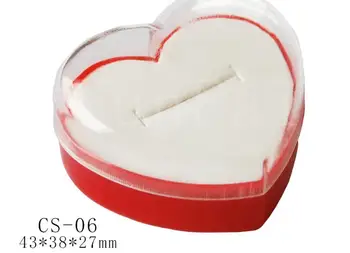 100vnt/daug Skaidrus Akrilo Žiedas Širdies Formos Dėžutė Žiedas Saugojimo Bylos Papuošalų Dėžutės Papuošalų Display Rack Dovanų Dėžutėje Didmeninės