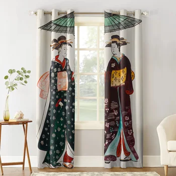 Kimono Japonijos Svetainės Langų Užuolaidos, Virtuvės Užuolaidos, Miegamojo Kairės ir Dešinės Biparting Atidaryti Užuolaidas